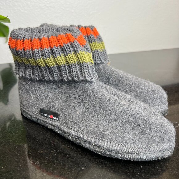 HAFLINGER PAUL NON-SLIP SLIPPERS FOR CHILDREN IN ANTHRACITE WOOL Size 2 - Picture 1 of 10